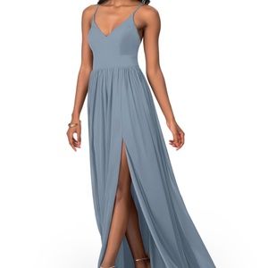 Azazie Kiri Dusty Blue Dress